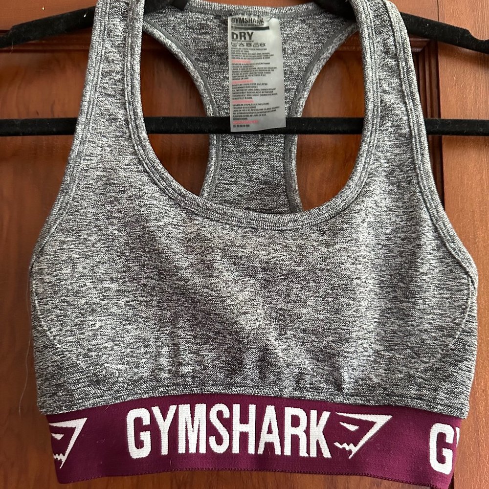 Gymshark Flex Sports Bra in Charcoal/Deep Plum - Size Small